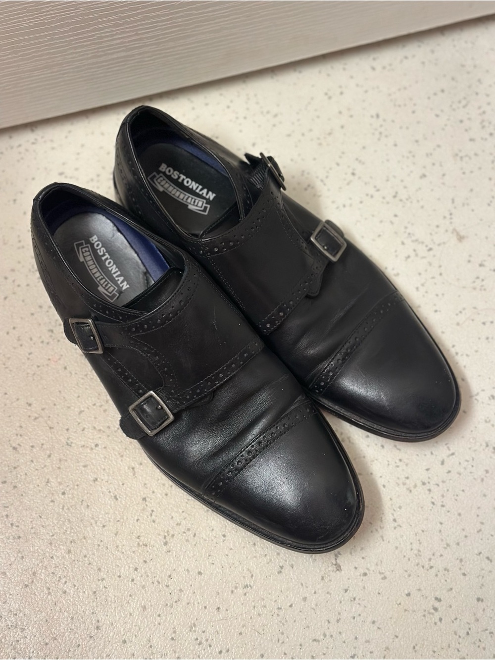 Bostonian Black Double Monk Strap Leather Dress Shoes